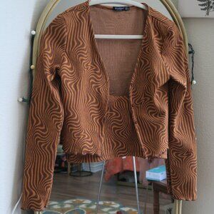 Stradivarius brown and orange sweater